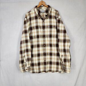 Carhartt Men's Plaid Button Down Shirt - Brown and Cream